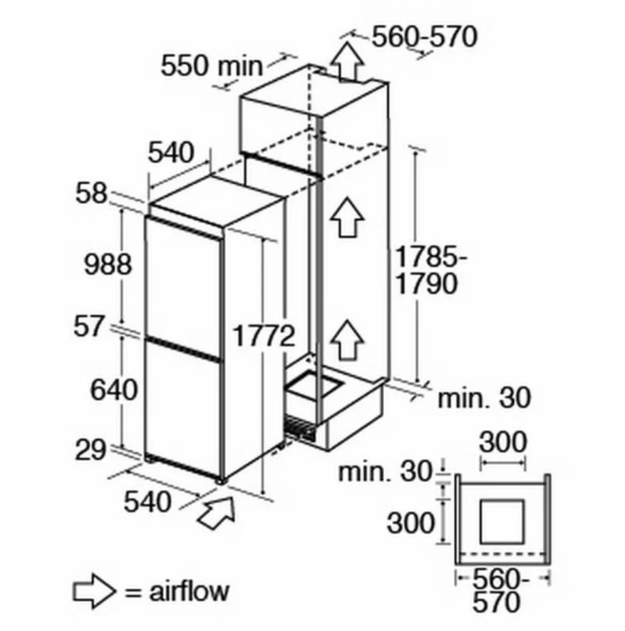 CDA FW872 - White Integrated Fridge Freezer - 70/30 Split, 242L Capacity, E Energy Rating - Image 2