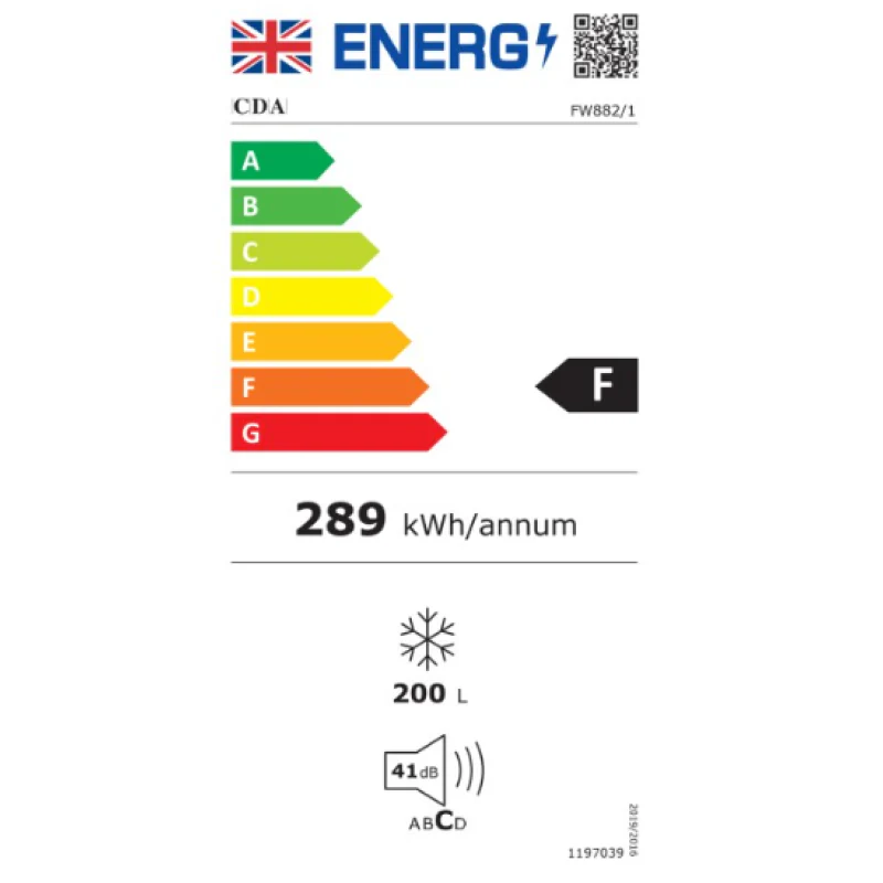 CDA FW882 - White Integrated Frost Free Freezer - F energy - Image 4