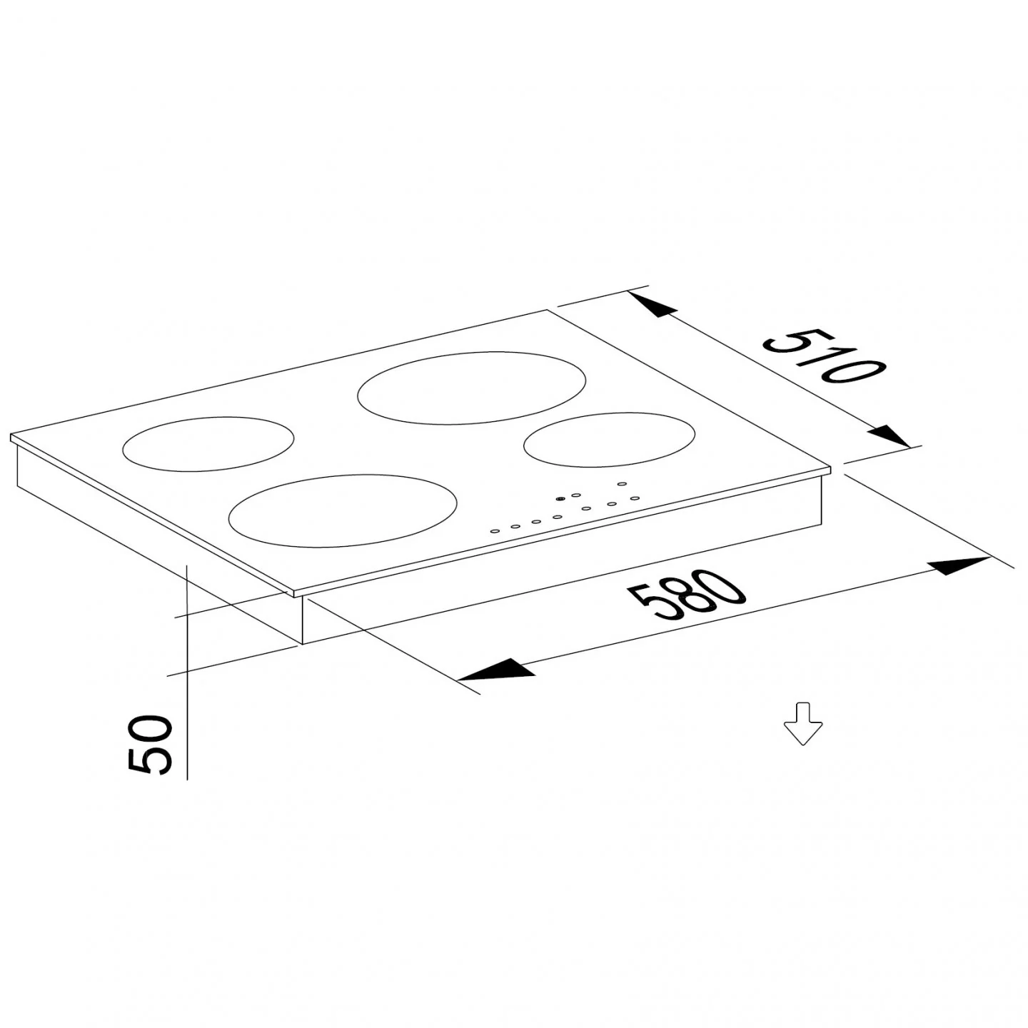 Cookology TCH601 - Black 4 Zone Ceramic Hob - 60cm Built-In - Hard Wired - Image 2