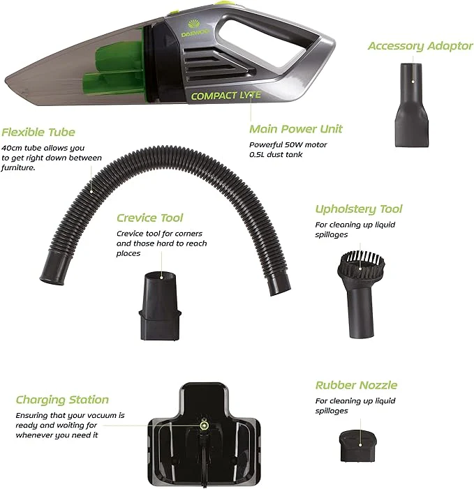 Daewoo FLR00006 - Flr00006 Compact LYTE Wet and Dry Handheld Vacuum Cleaner - 0.5L Capacity - Energy Rating Unknown - Image 2