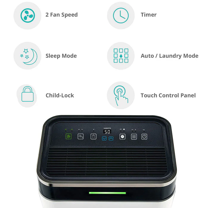 EcoAir DC18 MK2 - 18L Dehumidifier - Digital Display with Carbon Filter - Image 3
