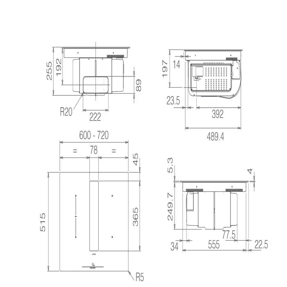 Elica NT-FIT-RAW-70 - Black Venting Hob - 72cm - A Rated - Image 4