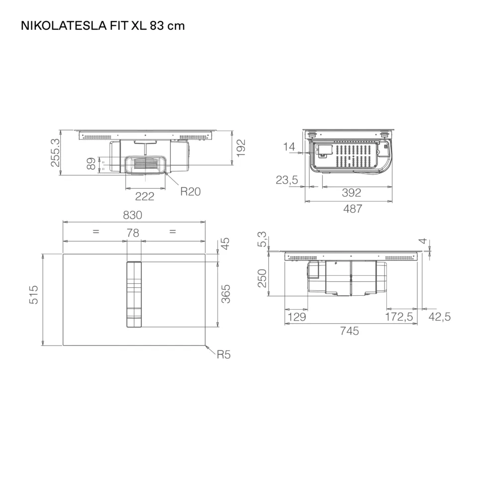 Elica NT-FIT-XL-RAW - Matt Black Vented Induction Hob - 83cm 4 Zones - A Energy - Image 4