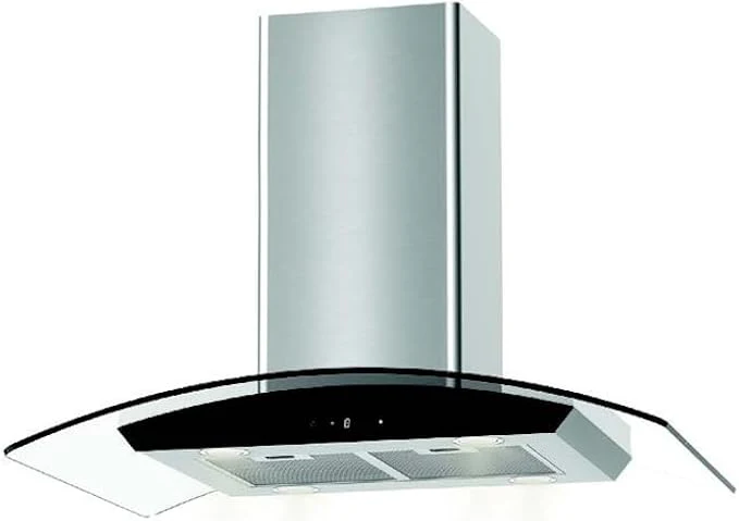 Essentials AEHISL90SS 90cm Island Curved Glass Hood Stainless Steel