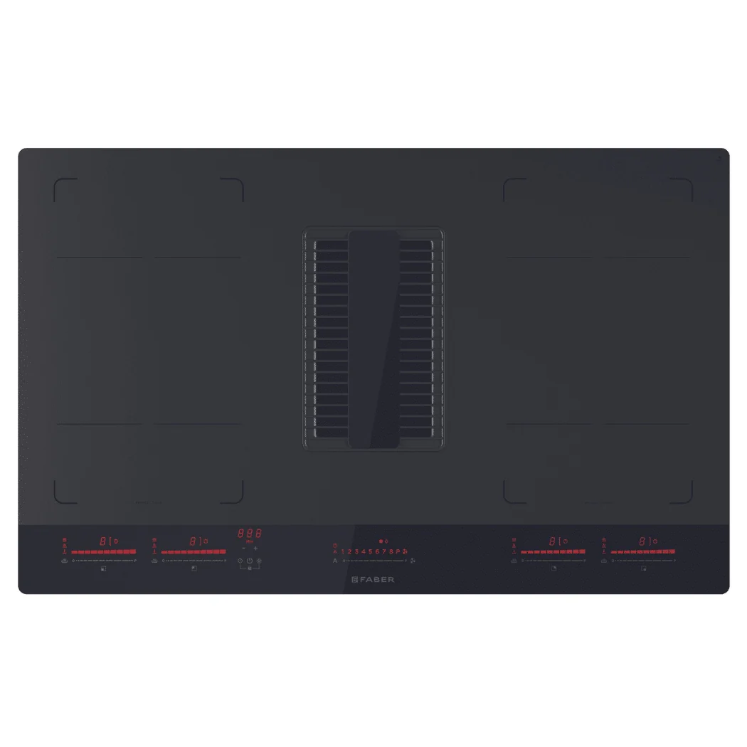 Faber GALILEO GLASS HE - Black 83cm Air Venting Induction Hob - D Energy