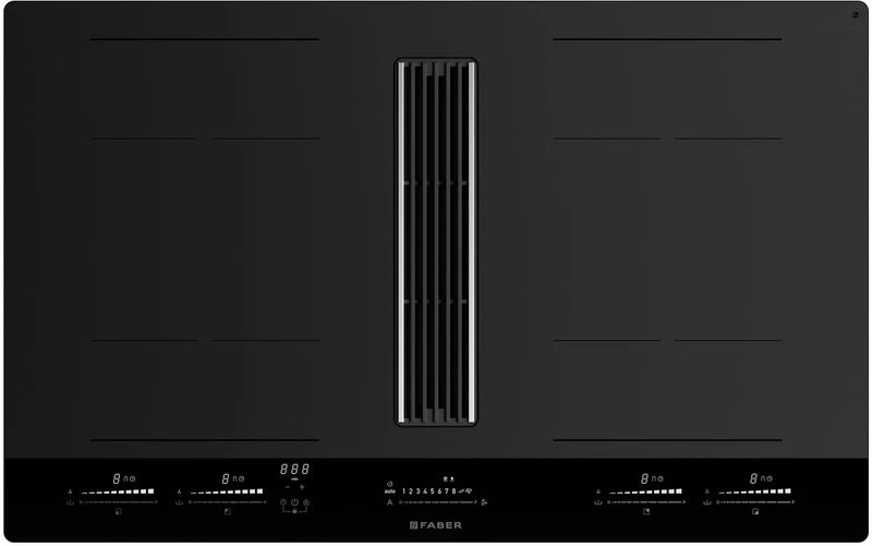 Faber GALILEO-STRIPES-F830-RC - Black 80cm Venting Hob - 4 Zones - D Rated