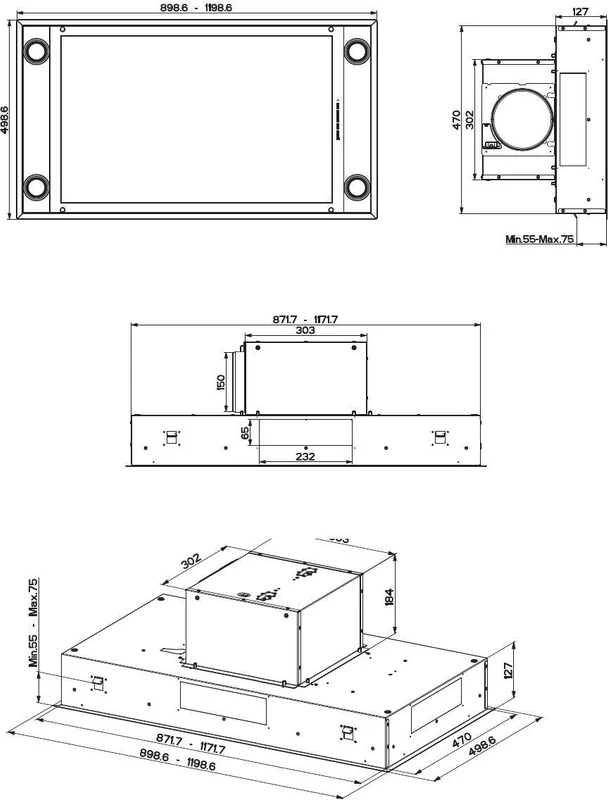Faber HEAVEN-2-EV8-X-120 - Stainless Steel 120cm Ceiling Extractor - 700m³/h - A Rated - Image 3