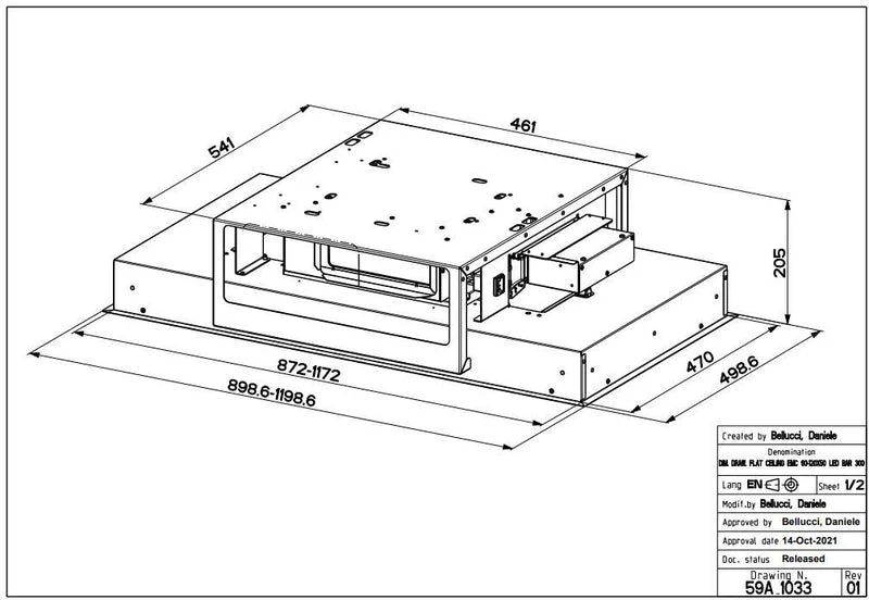Faber HEAVEN-GLASS-3-0-SLIM-WH-A120-2 - White Glass Ceiling Extractor - 120cm - A+ Energy Rated - Image 3