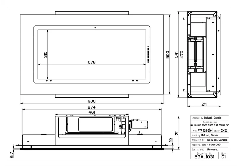 Faber HEAVEN-GLASS-3-0-WH-SLIM-KL-A90 - White Glass Ceiling Extractor - 90cm - A+ Energy - Image 4