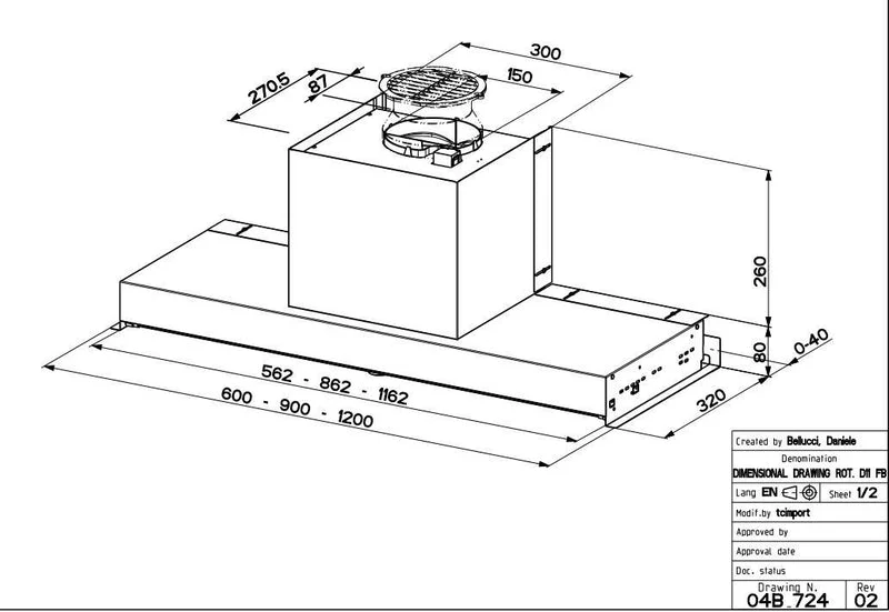 Faber IN-NOVA-SMART-PLUS-X-A120 - Stainless Steel Integrated Extractor - 120cm Wide - D Rated - Image 2