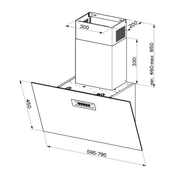 Faber NG GRES DG/BK A60 - Dark Grey/Black Wall Mounted Extractor - 60cm - B Energy - Image 2