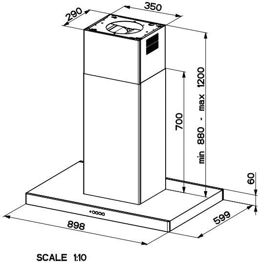 Faber STILO-COMFORT-ISOLA-X-A90 - Stainless Steel 90cm Island Hood - B Rated - Image 3