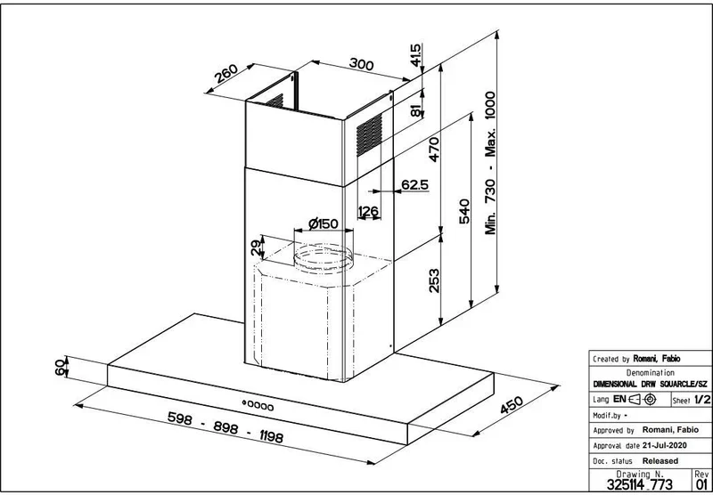 Faber STILO-COMFORT-X-A120 - Stainless Steel 120cm Chimney Hood - B Energy Rated - Image 2