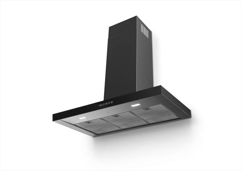 Faber T-NIGHT - Black Steel 90cm Chimney Hood - D Energy Rated