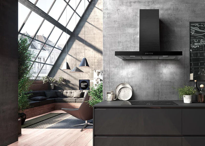 Faber T-NIGHT - Black Steel 90cm Chimney Hood - D Energy Rated - Image 2