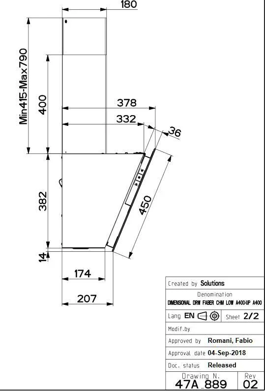 Faber TWEET-EG8-A55 - Black Glass Angled Hood - 54.8cm - B Rated - Image 2