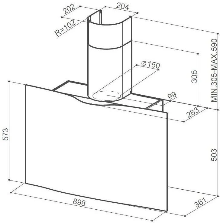 Faber Veil WH A90 - White Wall Mounted Hood - 90cm - D Rated - Image 2