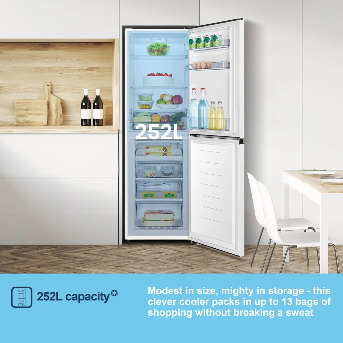 Fridgemaster MC55240E - White Fridge Freezer - 252L Capacity - E Energy Rating - Image 4