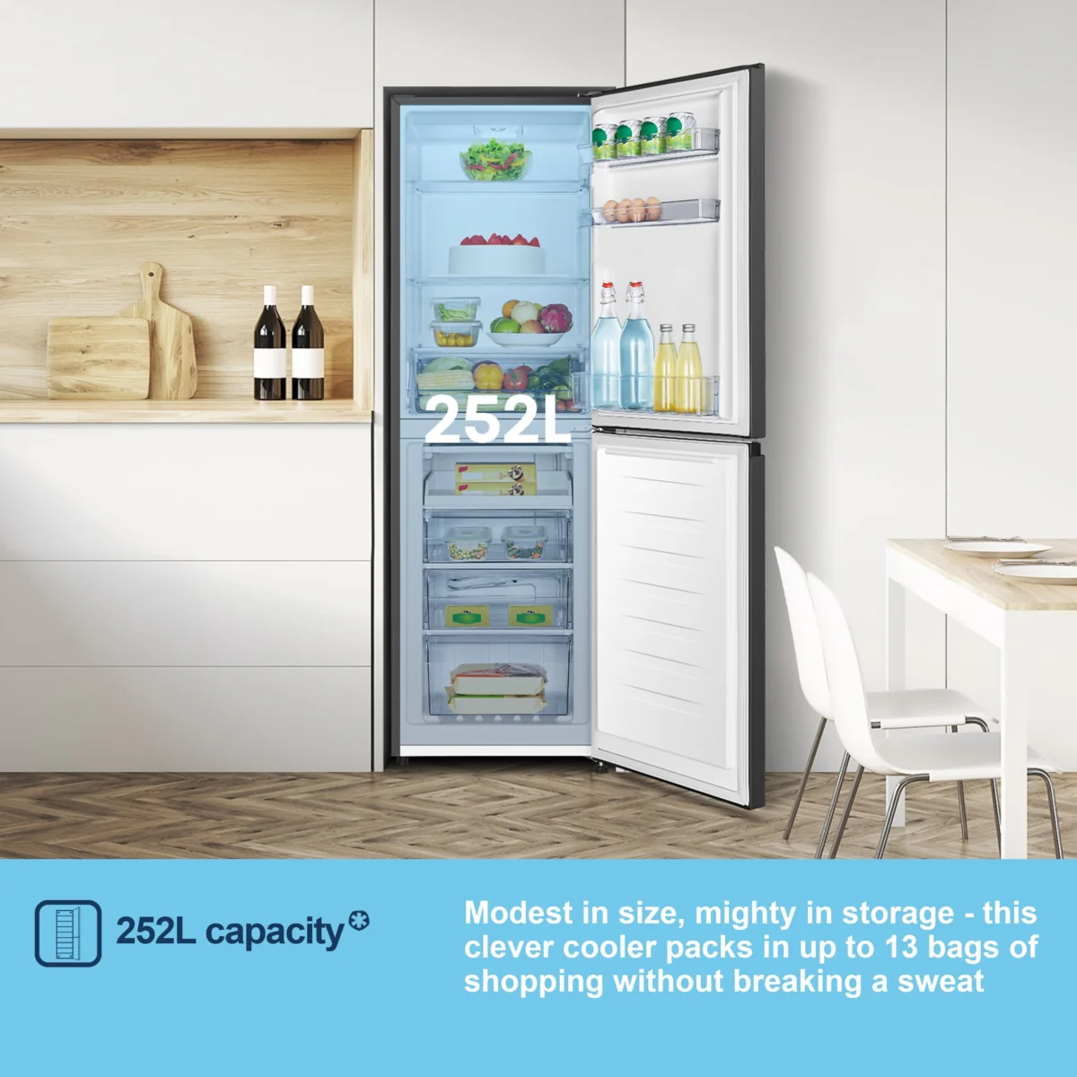 Fridgemaster MC55240EB - Black Fridge Freezer - 252L Capacity - E Energy Rating - Image 4