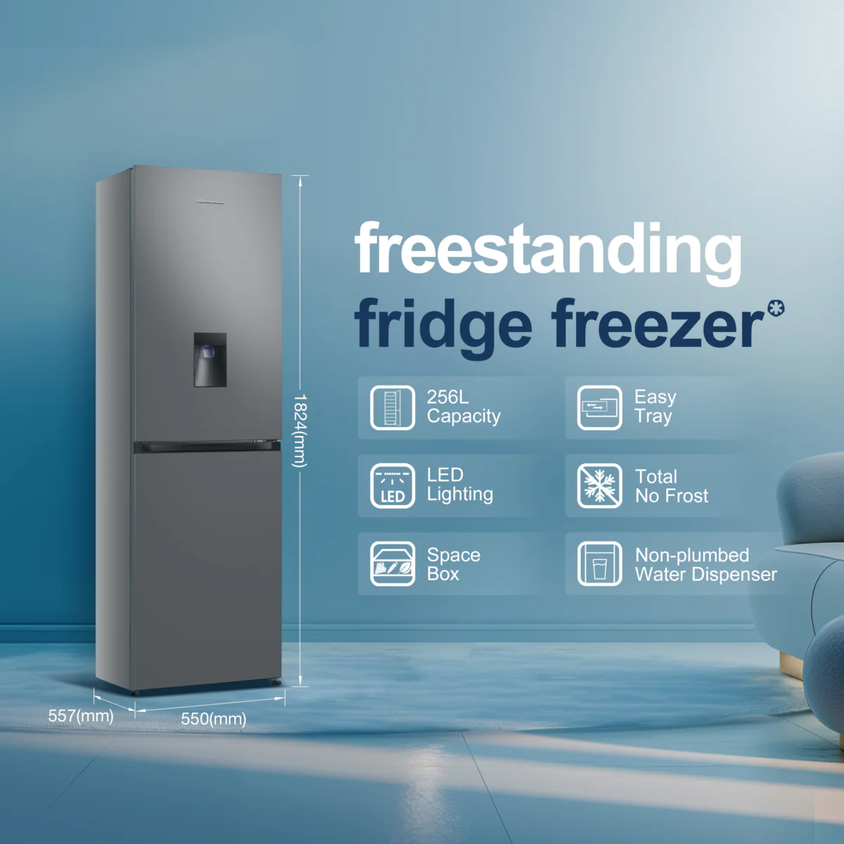 Fridgemaster MC55251DES - Silver Fridge Freezer - 256L - E Energy Rating - Image 3