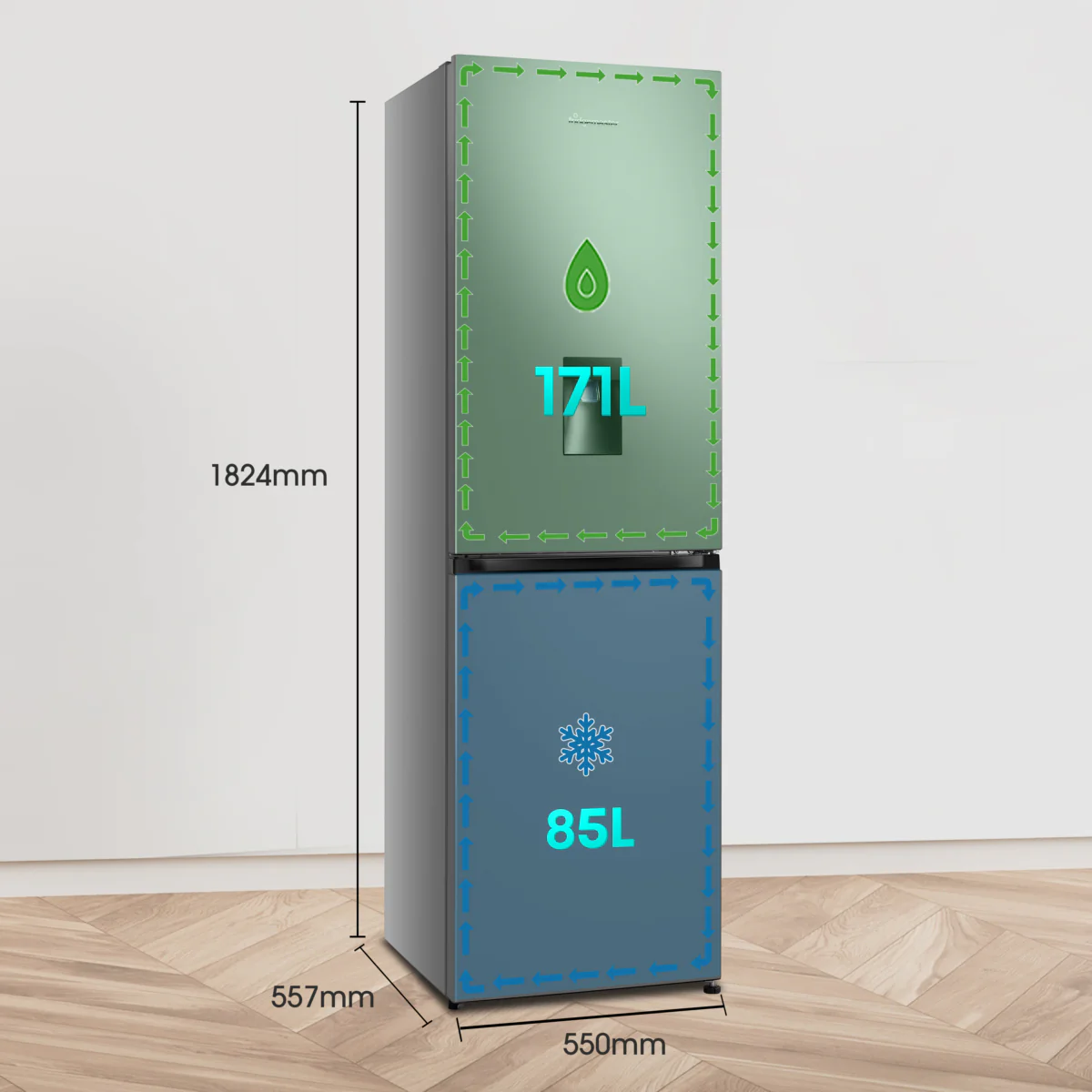 Fridgemaster MC55251DES - Silver Fridge Freezer - 256L - E Energy Rating - Image 4