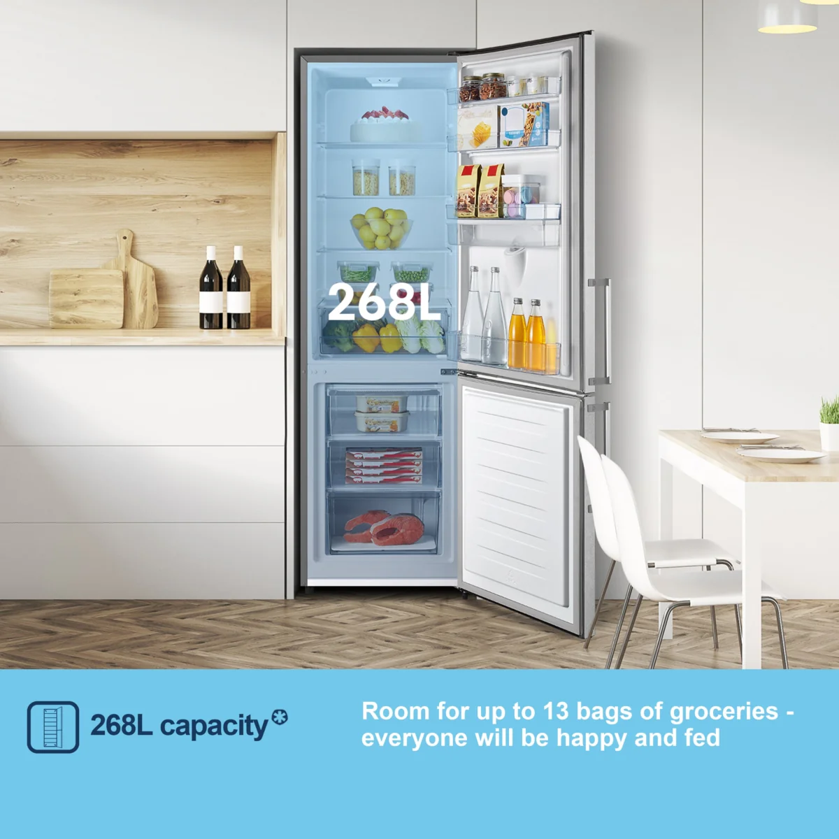 Fridgemaster MC55265DES - Silver Fridge Freezer - 268L - E Energy Rating - Image 3