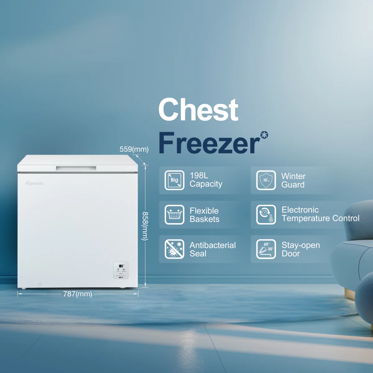 Fridgemaster MCF200E - White Chest Freezer - 198L Capacity - E Energy Rating - Image 2