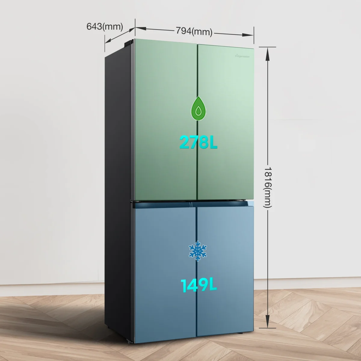Fridgemaster MQ79395ES - Silver American Fridge Freezer - 427L Capacity - E Energy Rating - Image 3