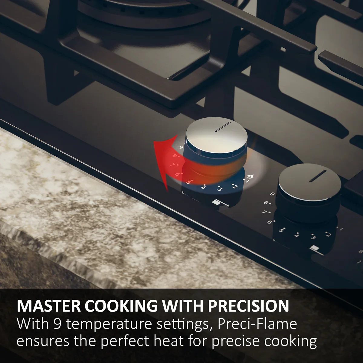 Haier HAVG6BF4TBPB - Black Gas on Glass Hob - 60cm 4 Zone - Image 6