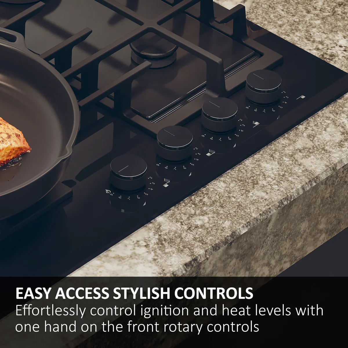 Haier HAVG6BF4TBPB - Black Gas on Glass Hob - 60cm 4 Zone - Image 7