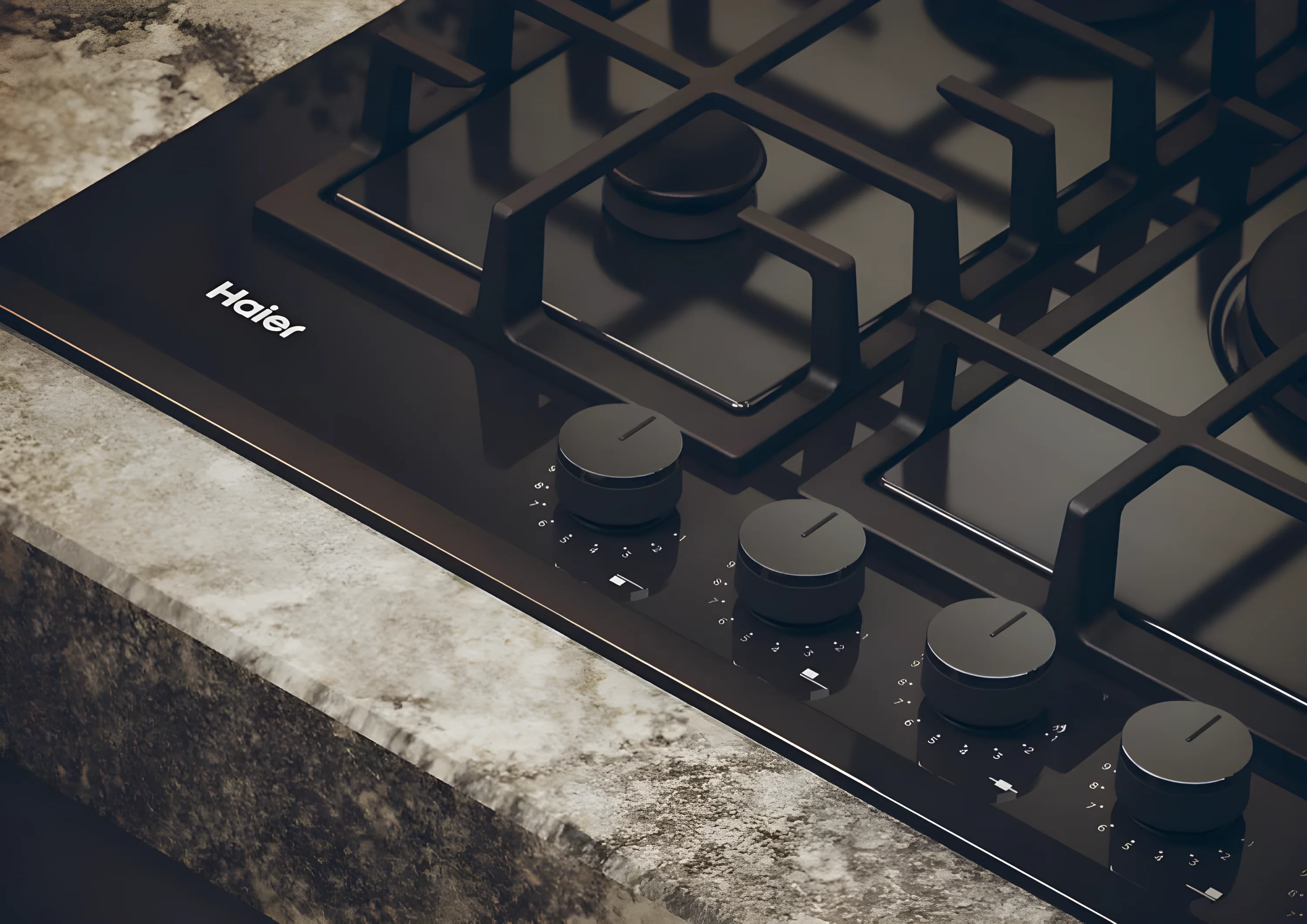 Haier HAVG75TBBP - Black 75cm Gas Hob - 5 Cooking Zones - Image 2