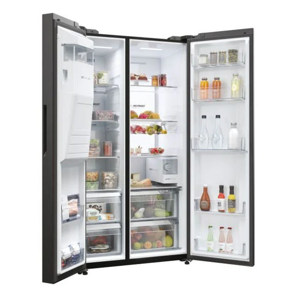 Haier HSW79F18DIPT - Slate Black Plumbed In American Fridge Freezer - 601L - D Energy Rating - Image 4