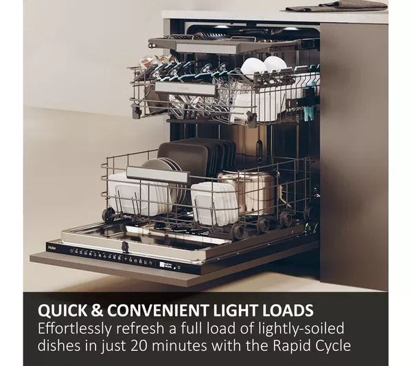 Haier XS 6B4S3FSB-80 - White Integrated Dishwasher - 16 Place Settings - B Energy - Image 2