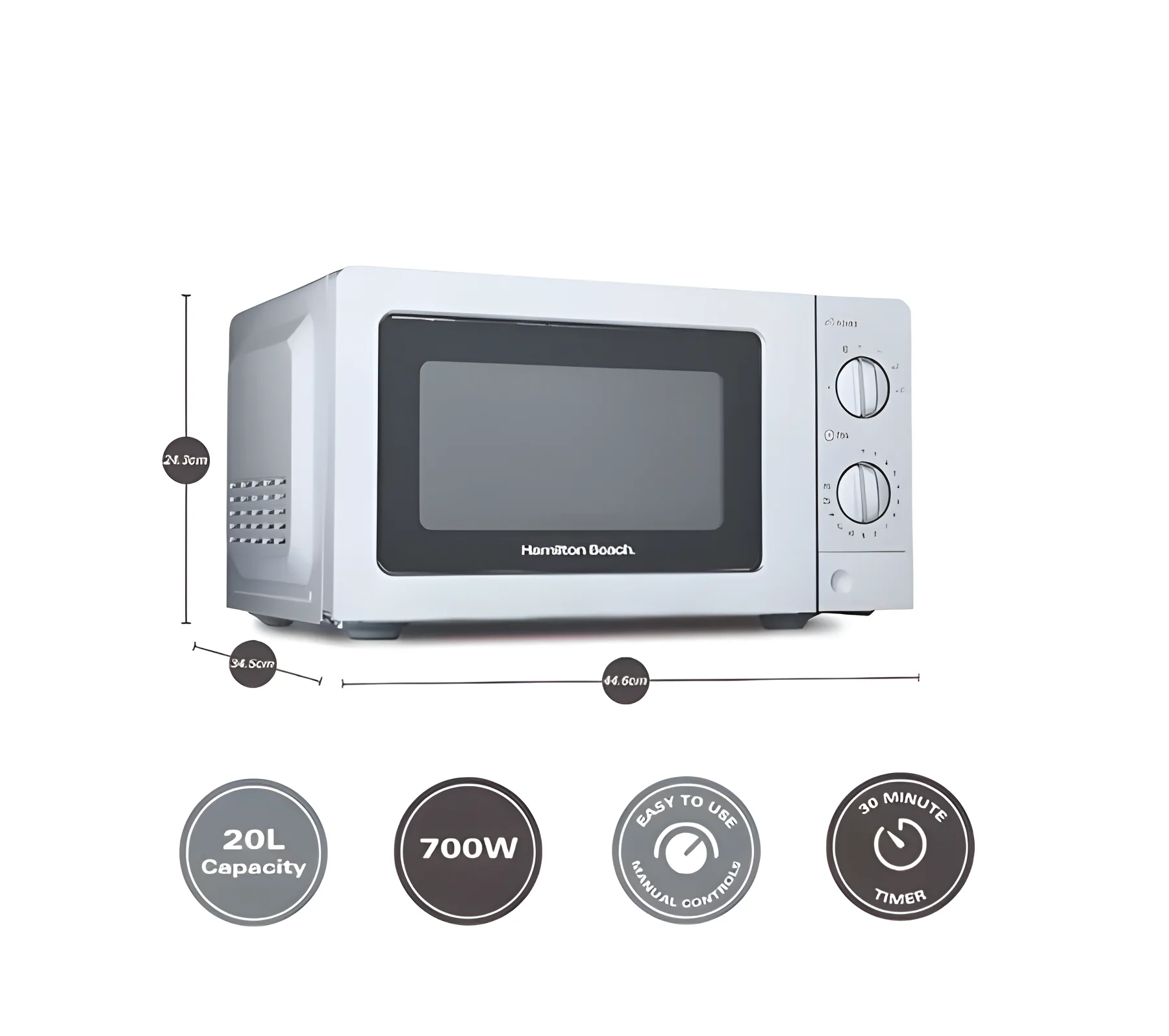 Hamilton Beach HB70T20S - Silver Solo Microwave - 20L 700W - Image 5