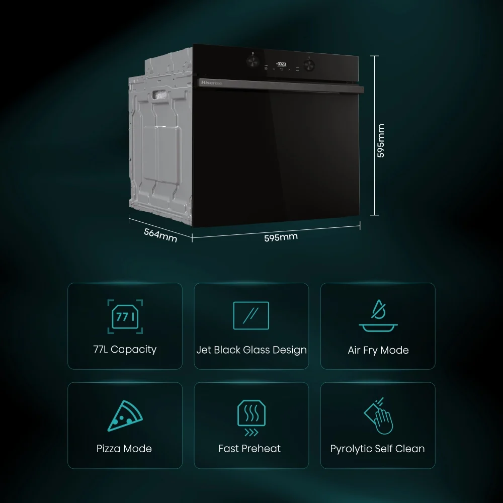 Hisense BI64221PDBG - Black Built-In Single Oven - 77L - A+ Energy - Image 2