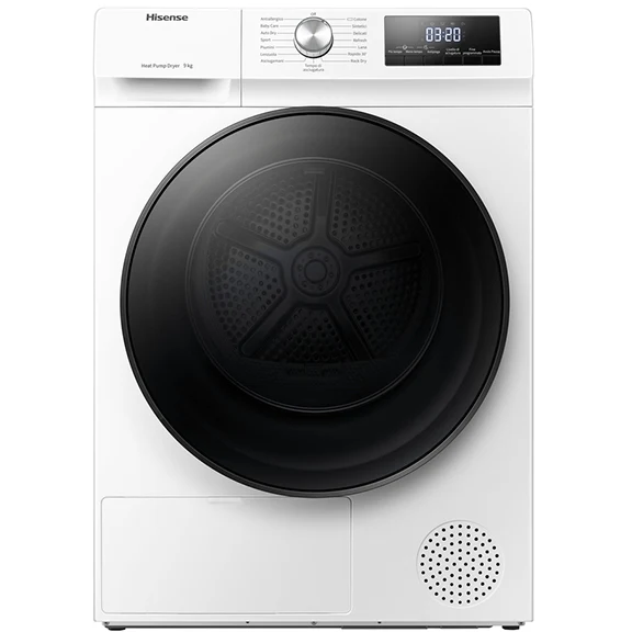 Hisense DHQA902U - White 9KG Heat Pump Tumble Dryer - D Energy
