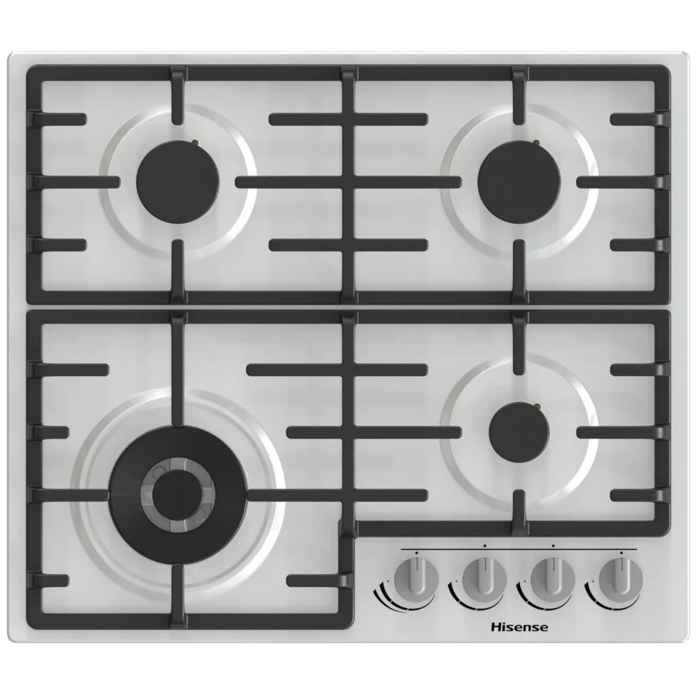 Hisense GM663XB - Stainless Steel 60cm Gas Hob - 4 Burners