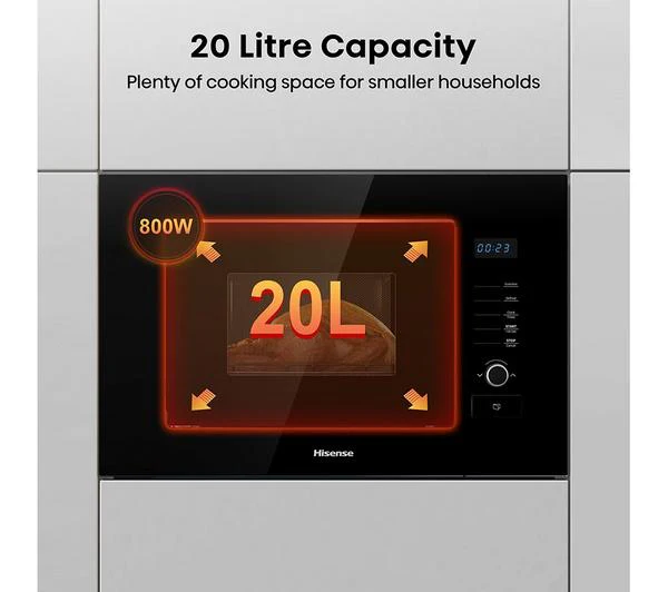 Hisense HB20MOBX5UK - Black 20L Built-In Microwave - 800W - Image 4