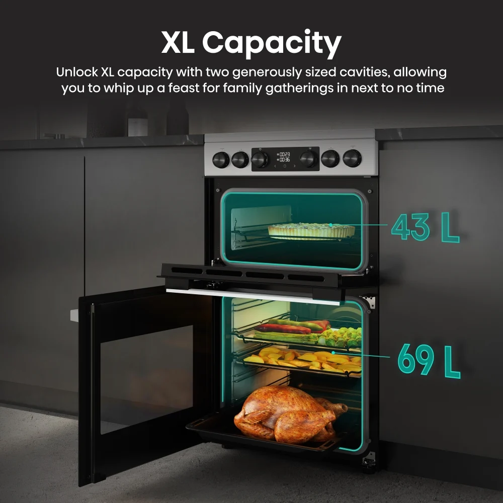 Hisense HDCEC5C10W - White Electric Cooker - Double Oven with Ceramic Hob - A Rated - Image 3