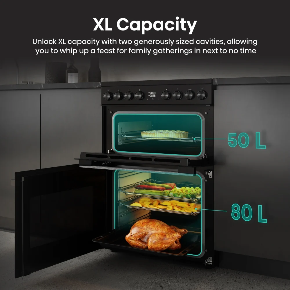 Hisense HDCEC6C20B - Black Electric Double Oven Cooker - Ceramic Hob - A Rated - Image 4