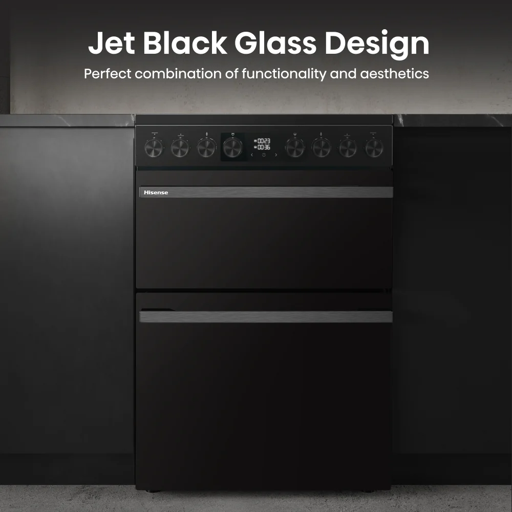Hisense HDCEC6C20B - Black Electric Double Oven Cooker - Ceramic Hob - A Rated - Image 5