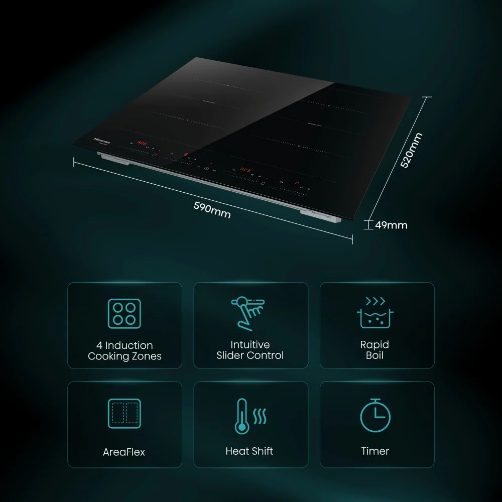 Hisense HI6442BSCE - Black Induction Hob - 4 Zones - 59cm - Image 2