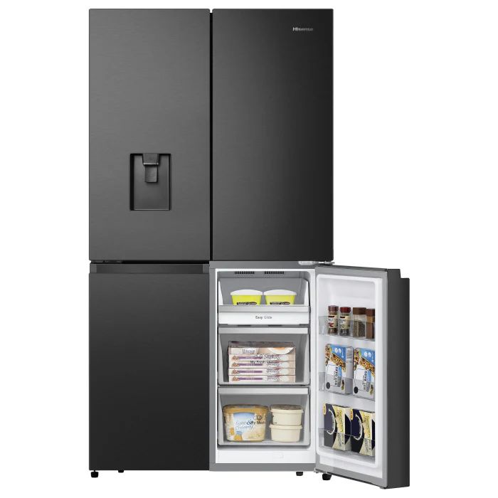 Hisense RQ758N4SWFE 606 Litre 4 Door American Fridge Freezer Non Plumbed Water Dispenser - Black - E Rated - Image 3
