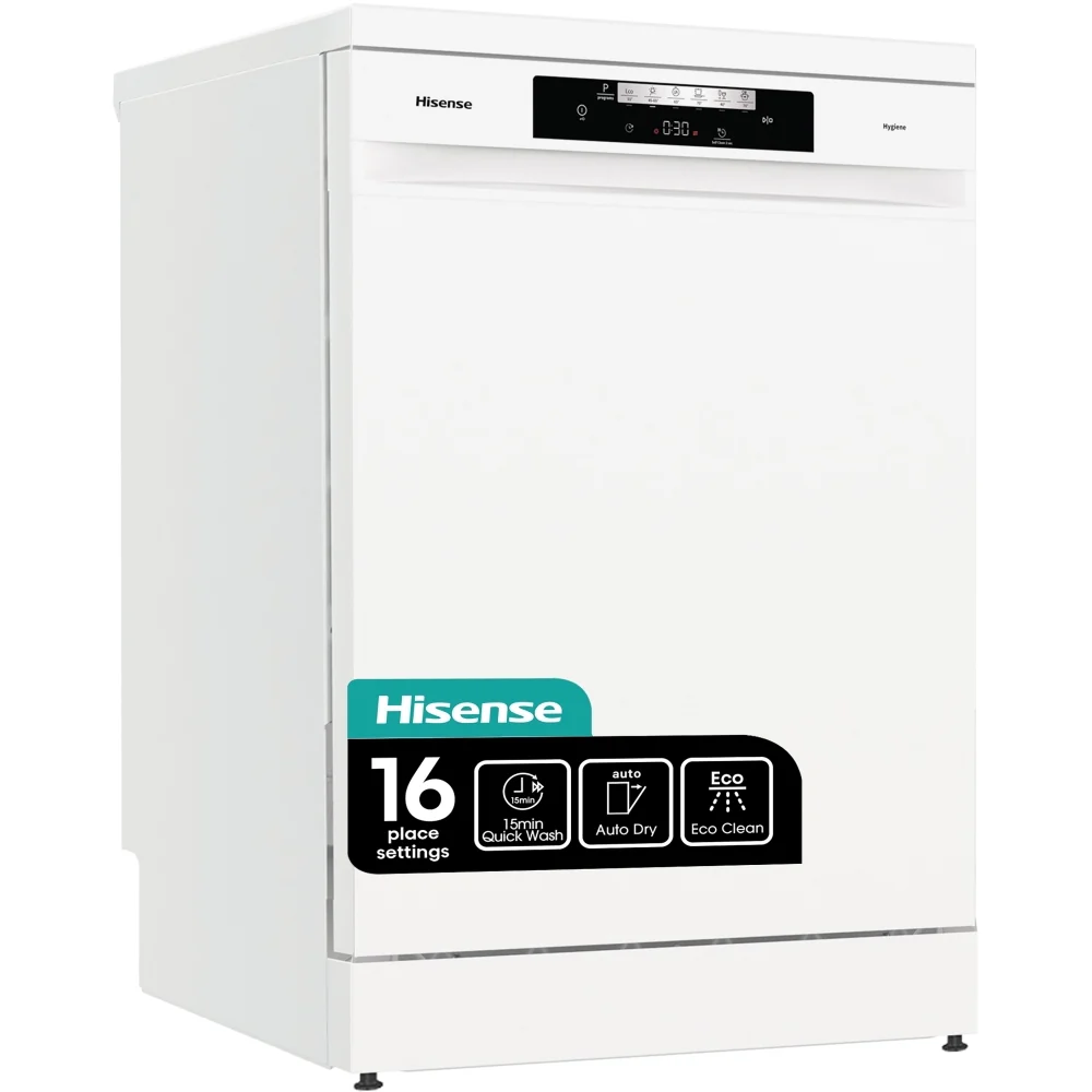 Hisense HS643D60WUK - White Dishwasher - 16 Place Settings - D Energy Rated - Image 2