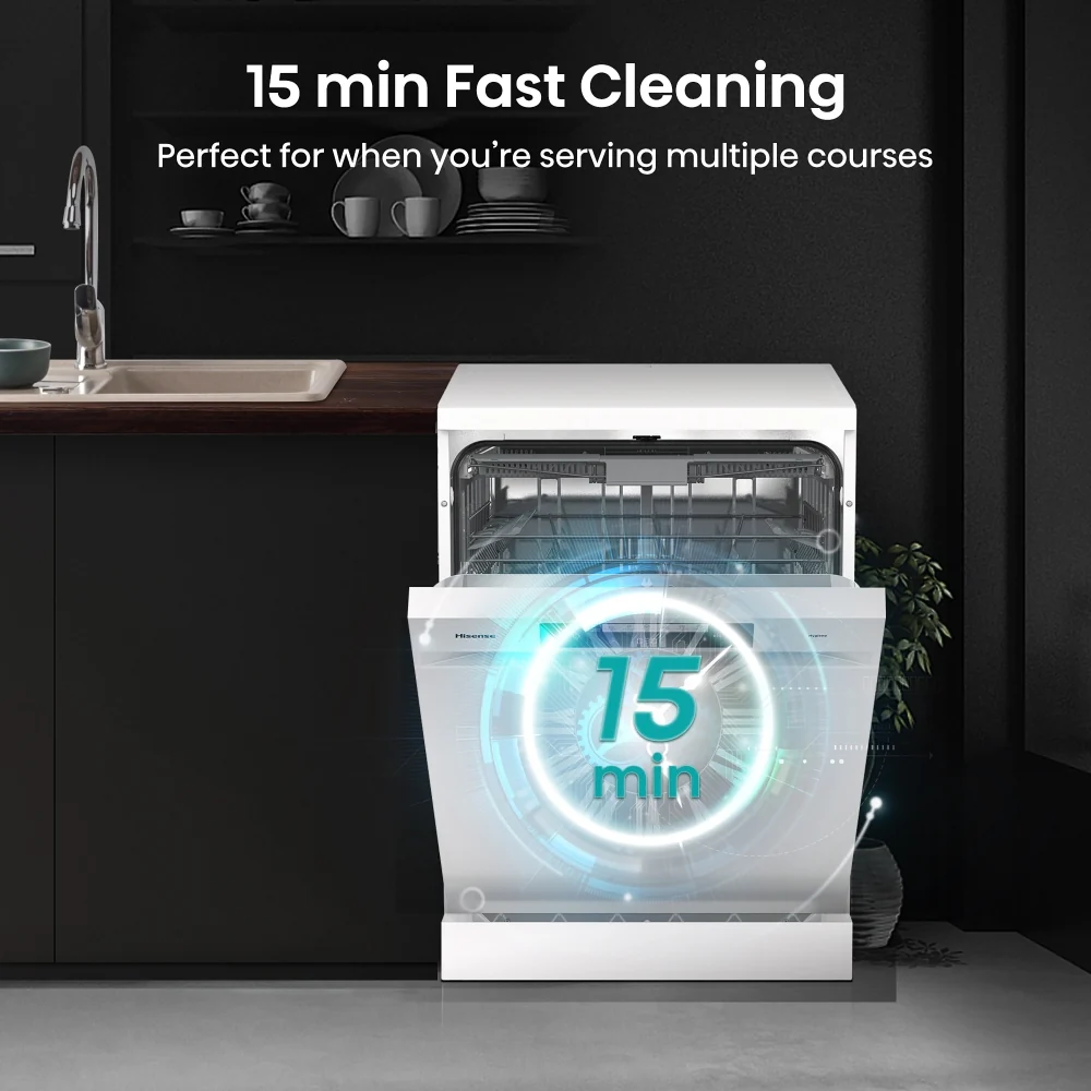 Hisense HS643D60WUK - White Dishwasher - 16 Place Settings - D Energy Rated - Image 5