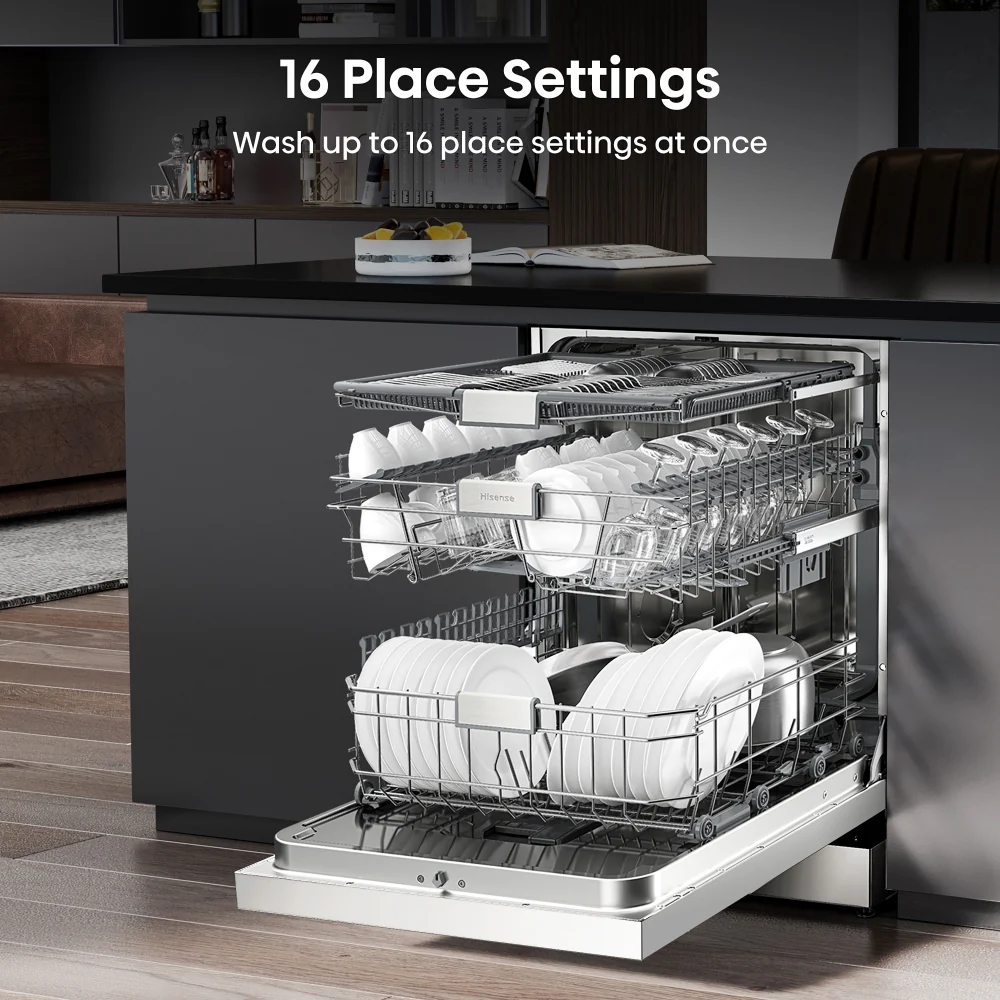 Hisense HS673C60WUK - White Dishwasher - 16 Place Settings - C Energy - Image 3