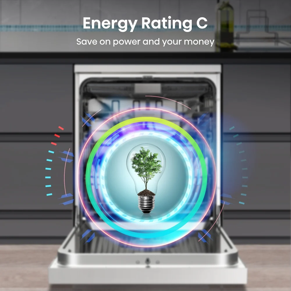 Hisense HS673C60WUK - White Dishwasher - 16 Place Settings - C Energy - Image 4