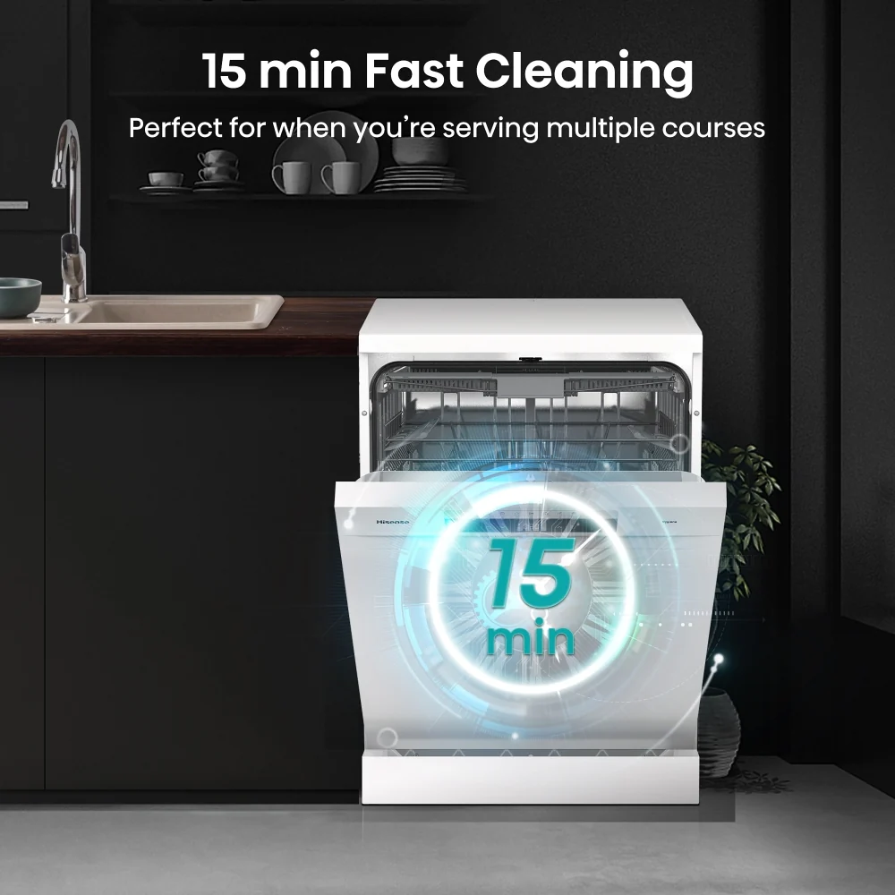 Hisense HS673C60WUK - White Dishwasher - 16 Place Settings - C Energy - Image 5