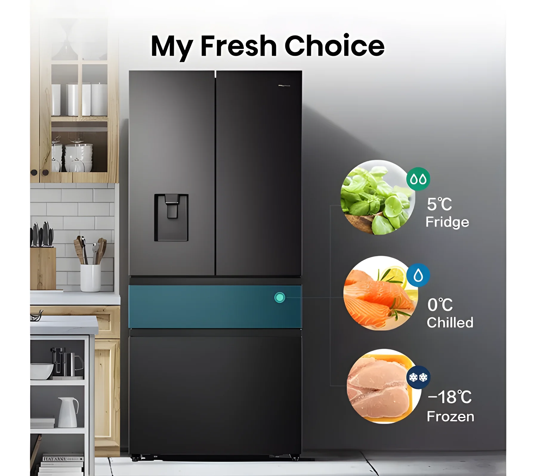 Hisense RF540N4WFE - Black Stainless Steel American Fridge Freezer - 302L Fridge/178L Freezer - E Energy Rating - Image 4