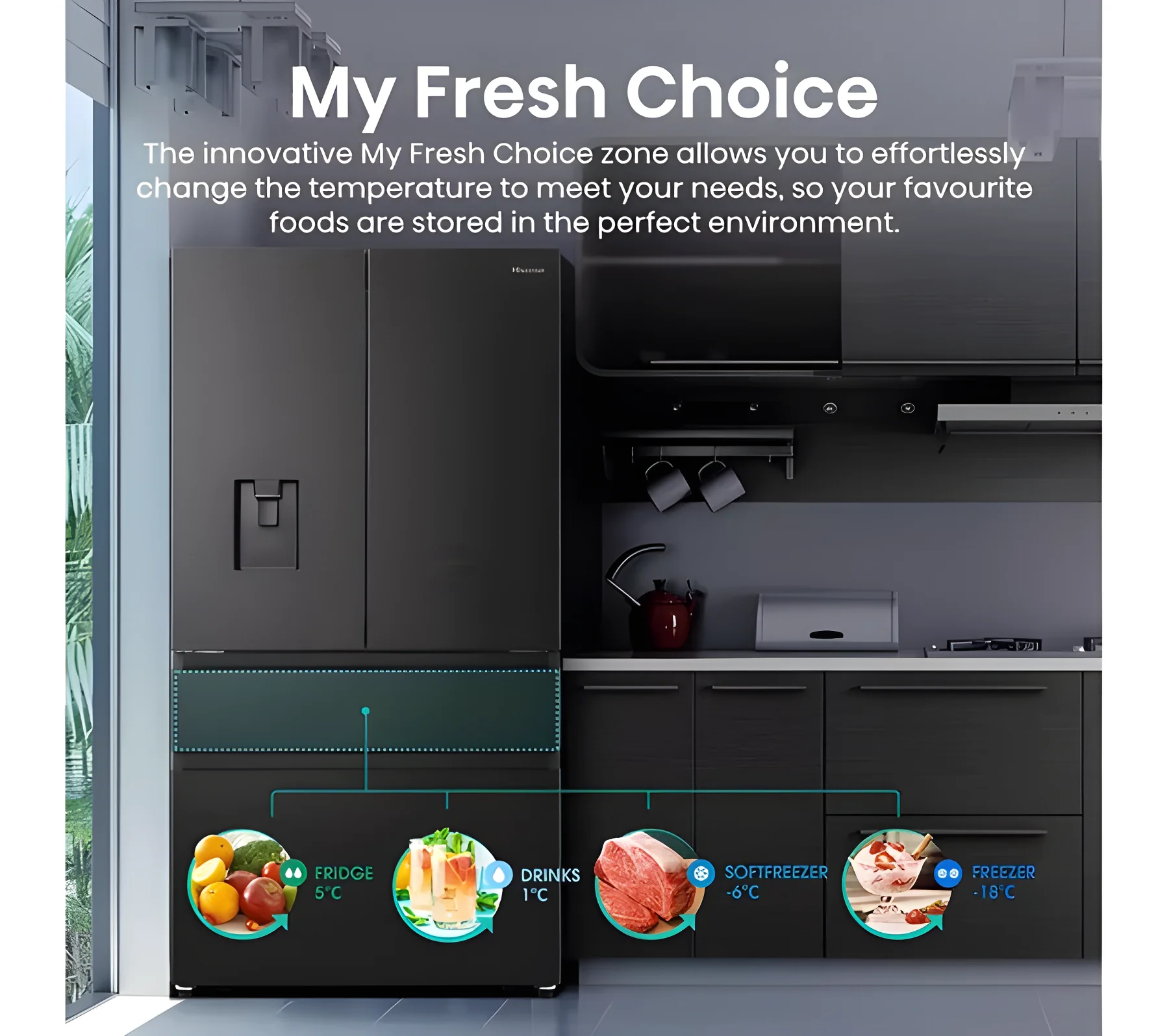 Hisense RF749N4SWFE - Black American Fridge Freezer - 579L Capacity - E Energy Rating - Image 5